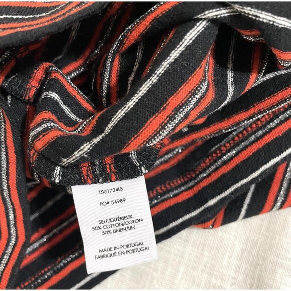 Derek Lam 10 Crosby Striped Knit Top Sweater Orange Silver Black SZ M NWT - Picture 8 of 9
